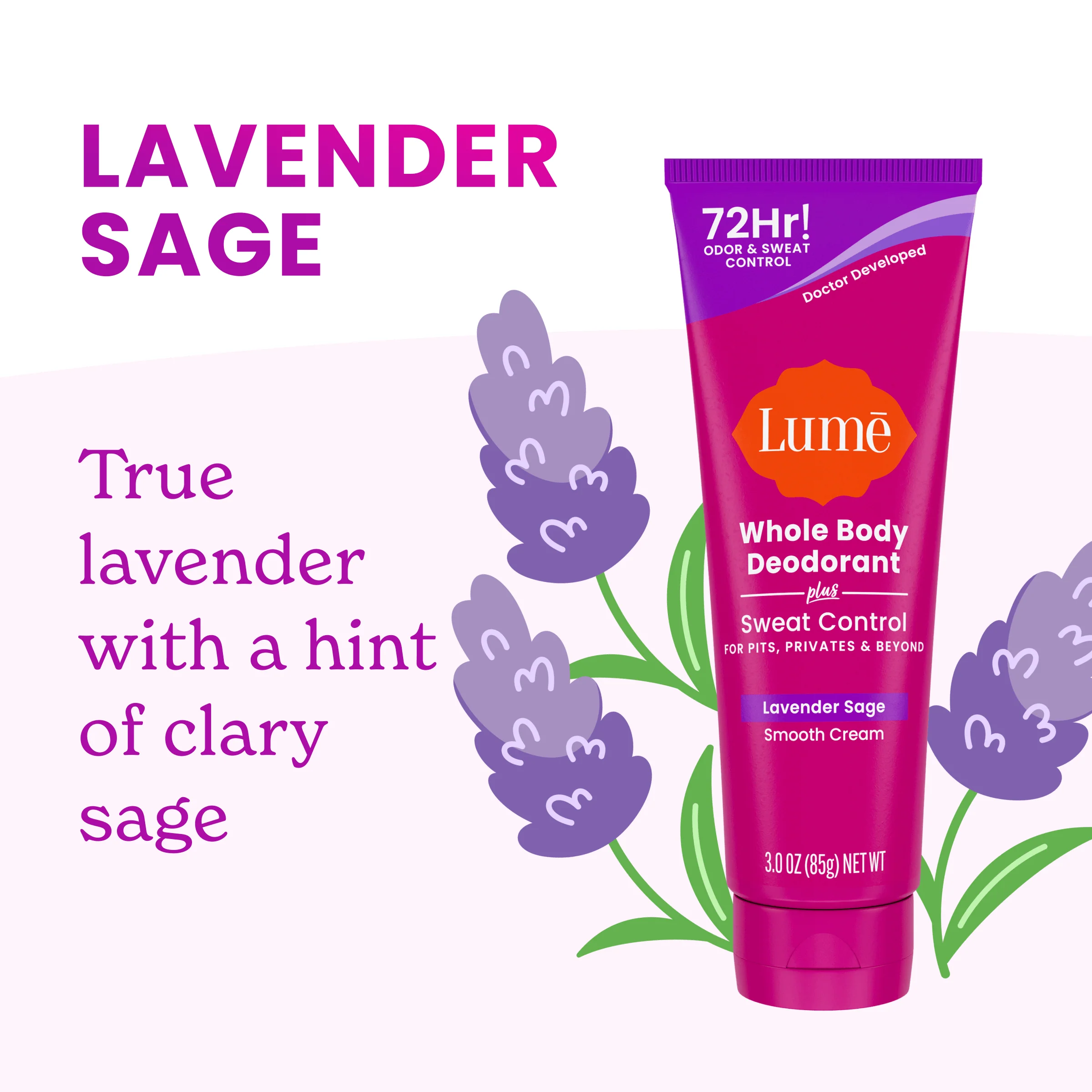 Lavender Sage | Cream Tube Deodorant | + Sweat Control - Image 2