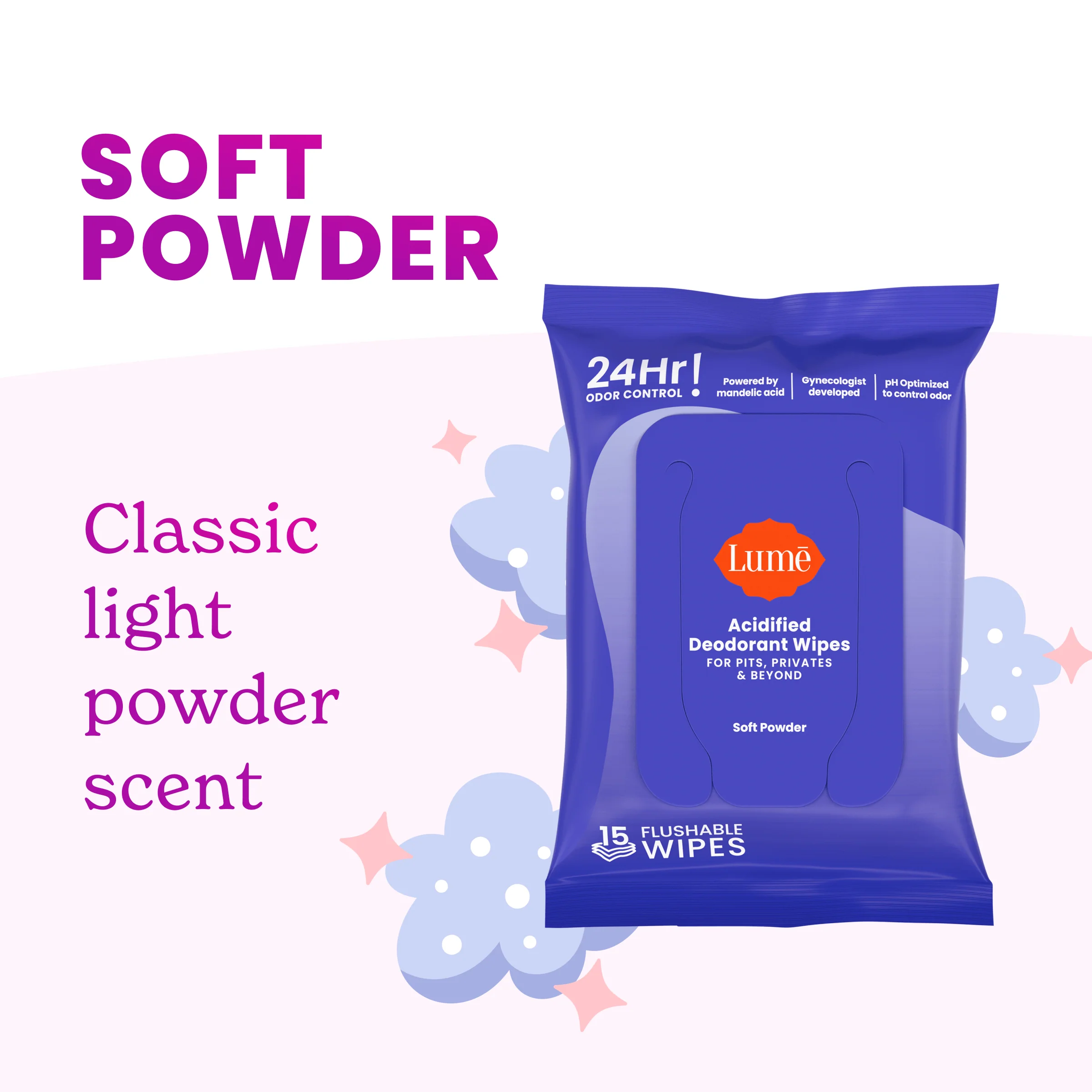 Soft Powder | Deodorant Wipes (15 count) - Image 2