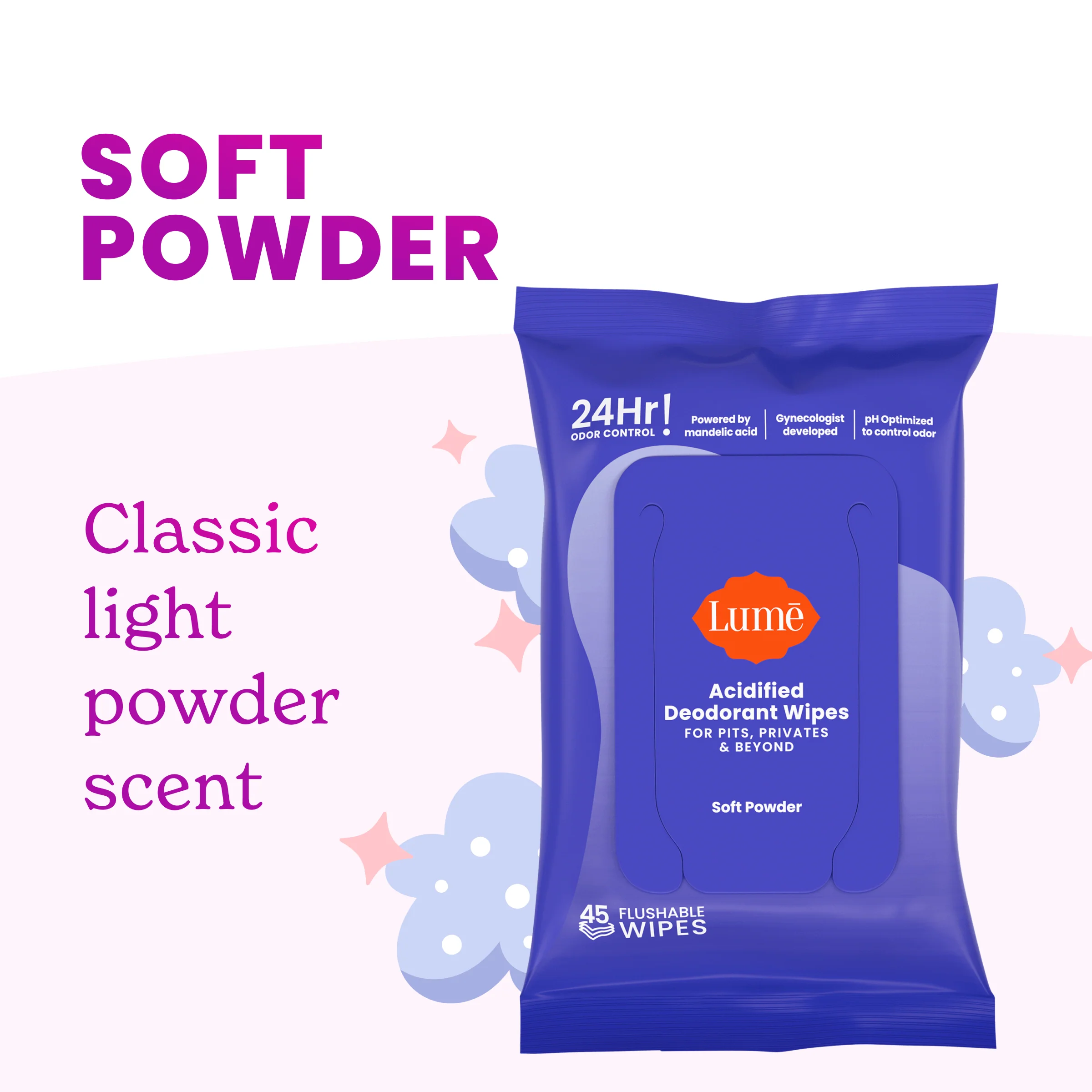 Soft Powder | Deodorant Wipes (45 count) - Image 2